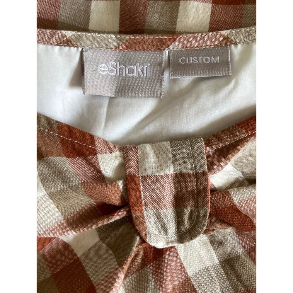 eShakti Custom Women's Brown Plaid Cotton Sleeveless Dress Casual Plus Size 22W - Picture 5 of 6